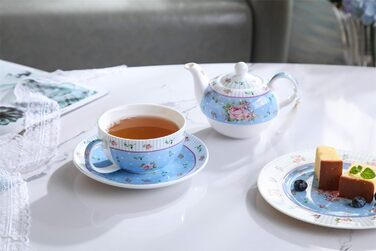 Порцеляновий чайник і чашка London Boutique Vintage Victoria, у подарунковій коробці, кераміка, 15x15 см, синій