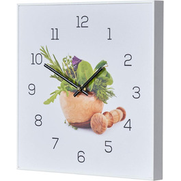 Стіна годинник levandeo 30x30 см для кухні з травами та спеціями, ПВХ, білий, декоративний