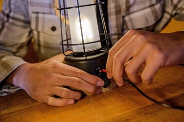 LED акумуляторний кемпінговий ліхтар Brennenstuhl CAL 1, 350 лм, IP44, до 75 годин роботи, регулювання яскравості і кольору, USB зарядка, з мотузкою з коноплі та основою з бамбука
