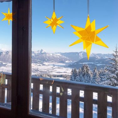 3D підвісна зірка-сонячний ловитель Estrella, жовта, 20×20 см, декоративна для дому та саду