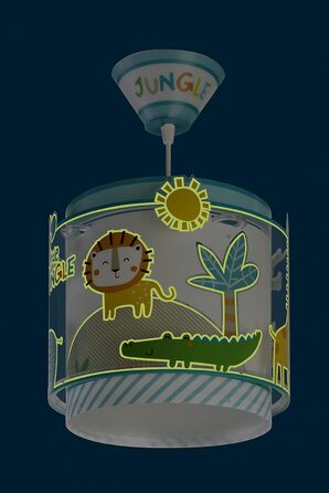 Дитяча підвісна лампа Dalber My Little Jungle із зображенням левів, слонів, жирафів і крокодила, кольорова