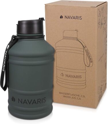 Navaris Фітнес-пляшка 2,2 л із нержавіючої сталі для спорту, велика спортивна пляшка для води, BPA вільна