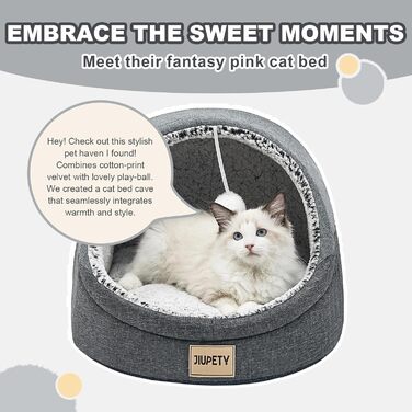Котяча хатка Jiupety Nettes, будиночок-корзина для котів, лежак з нековзною основою, знімна та прана подушка, 41x41x33 см, темно-сірий