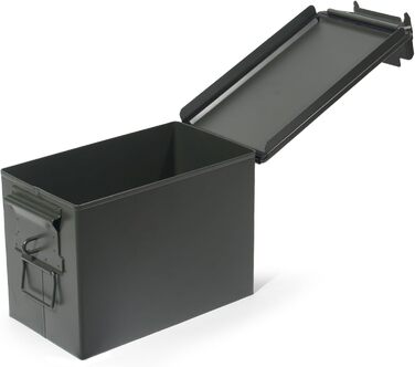 Металева ящик для набоїв US Ammo Box, з замком, для зберігання патронів і літієвих батарей, 28 см, із захисним кільцем 30 см