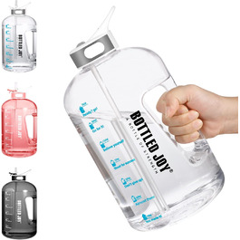 Пляшка для води з трубочкою 3.5 л, BPA-free, герметична, пластикова спортивна пляшка з часовими мітками для фітнесу, офісу, дому та активного відпочинку