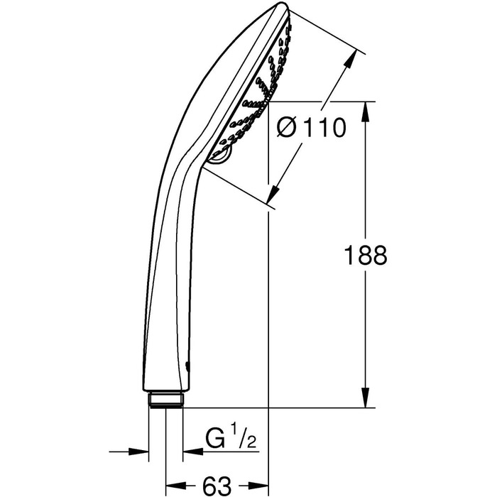 Ручний душ Grohe Vitalio Comfort 100 із 4 режимами струменя, хром
