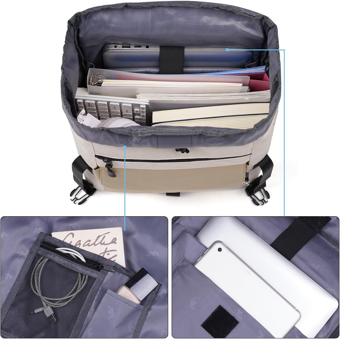 Міський рюкзак YAMTION Rolltop 17 дюймів для ноутбука, універсальний для жінок і чоловіків, підходить для школи, університету, спорту, прогулянок, велосипеду, підлітків, колір кремовий