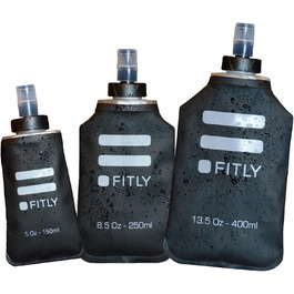 Набір фляг для гідратації FLASKS: 3 м’які складні пляшки для води 150/250/400 мл, для бігу, туризму, велоспорту, скелелазіння, чорні