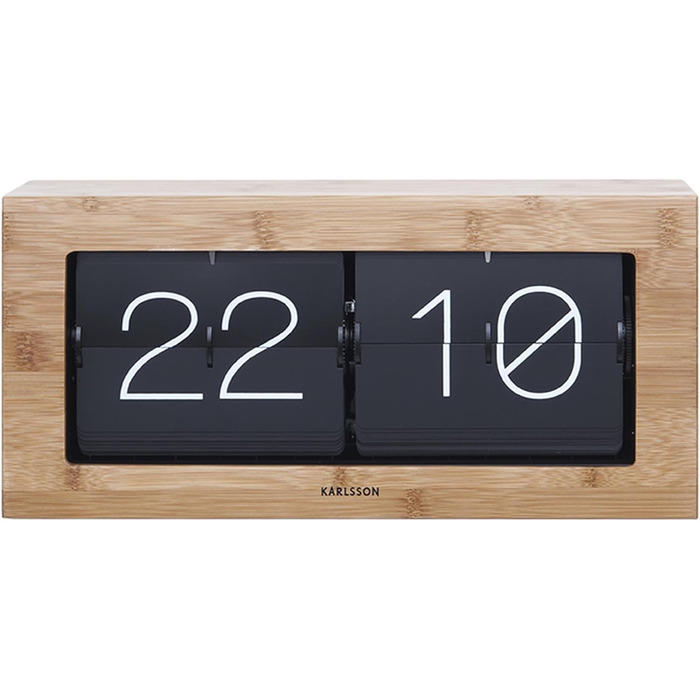 Годинник Karlsson Flip XL настільний і настінний, бамбук, 17,5×37×9 см