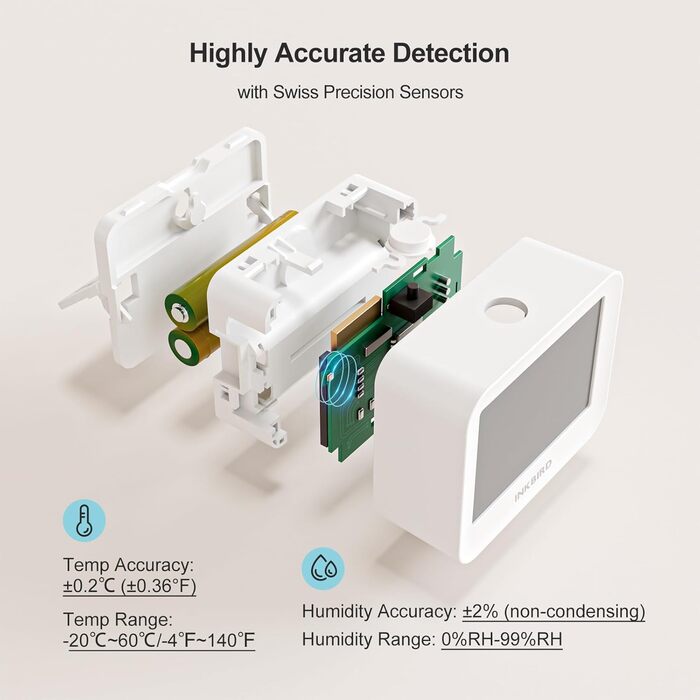 Цифровий термометр-гігрометр Inkbird ITH-13-B, Bluetooth, 2 шт, високоточний з вимірюванням температури та вологості, керування через додаток