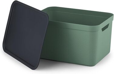 Набір контейнерів для зберігання Jive Dekobox 3 шт. по 16 л з кришкою, темно-сірий, пластик PP, перероблений, 37.5x27.8x29.8 см (зелений/антрацит)