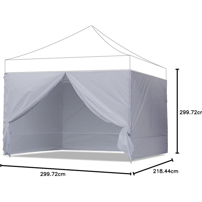 Бічна стінка для намету ABCCANOPY 3x3 м, 4 шт, сіра, для павільйону, водонепроникна, захист від сонця