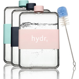 Пляшка для води hydr 425 мл, квадратна, BPA-free, з гнучкою щіткою для очищення, компактна та герметична, для подорожей і сумки