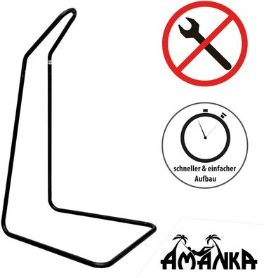 Дитяча підвісна гойдалка AMANKA, чорна, 100x80x160 см, до 50 кг, металевий каркас, гамак