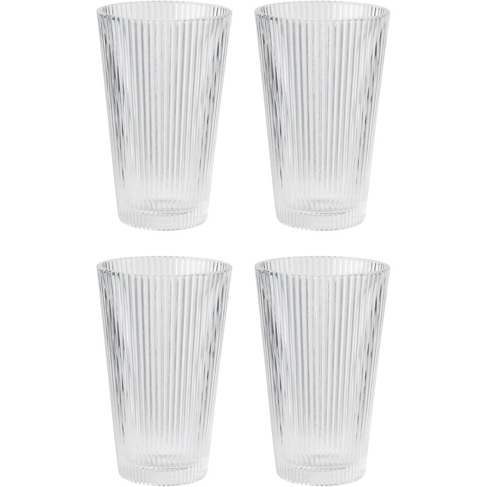 Склянки Stelton Pilastro 350 мл — рифлені, скло, набір 4 шт, для гарячих та холодних напоїв, підходять для посудомийки, штабельовані