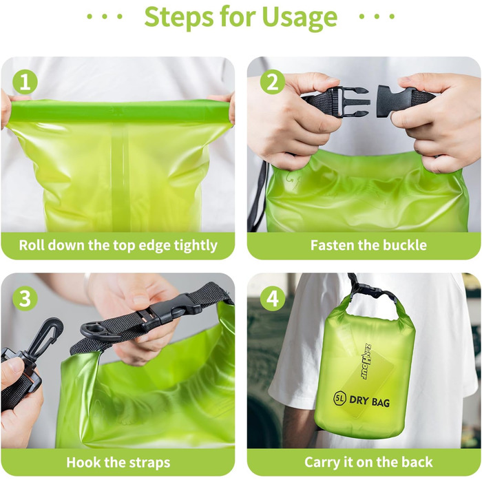 Водонепроникний Dry Bag – прозора сумка з роликовою застібкою, 2/5/10/20 л, для подорожей, плавання, каякінгу, кемпінгу, риболовлі, захисту від дощу