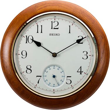 Настінний годинник Seiko коричневий, дерево (дуб), безшумний механізм QXA432B