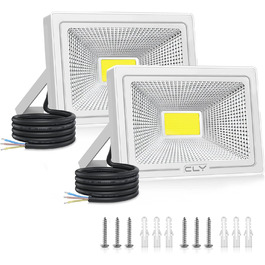 LED прожектор CLY для вулиці 50W, 2 шт, 4300 Лм, холодне біле світло 6500K, IP66, водонепроникний, для двору, гаража, саду
