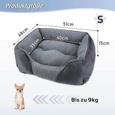 FURTIME Ліжко для собак середніх і великих порід, м'яке, антистрес, знімний чохол, несковзке дно, 76x61x23 см