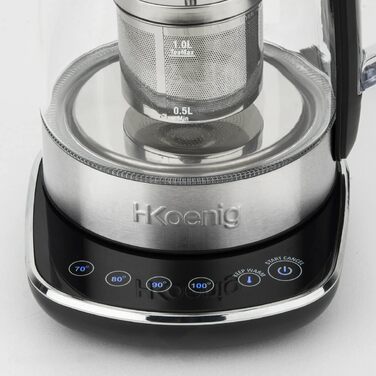 Електричний чайник H.Koenig TI600 1,5 л, скло/нержавійка