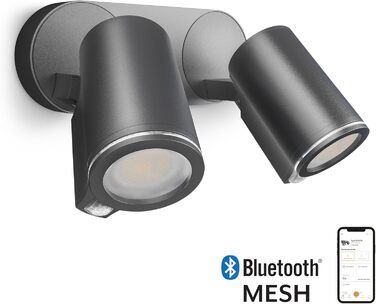 Смарт LED прожектор Steinel Spot DUO SC Connect для вулиці з датчиком руху, димований, керування через додаток, 7 Вт, 3000K, антрацит