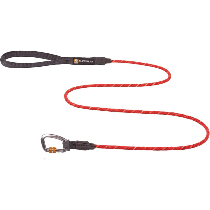 RUFFWEAR Knot-a-Leash повідок для собак, відбиваючий, з мотузки, з карабіном, 1,5 м, 7 мм, чорний обсидіан, малий, Rot Sumac