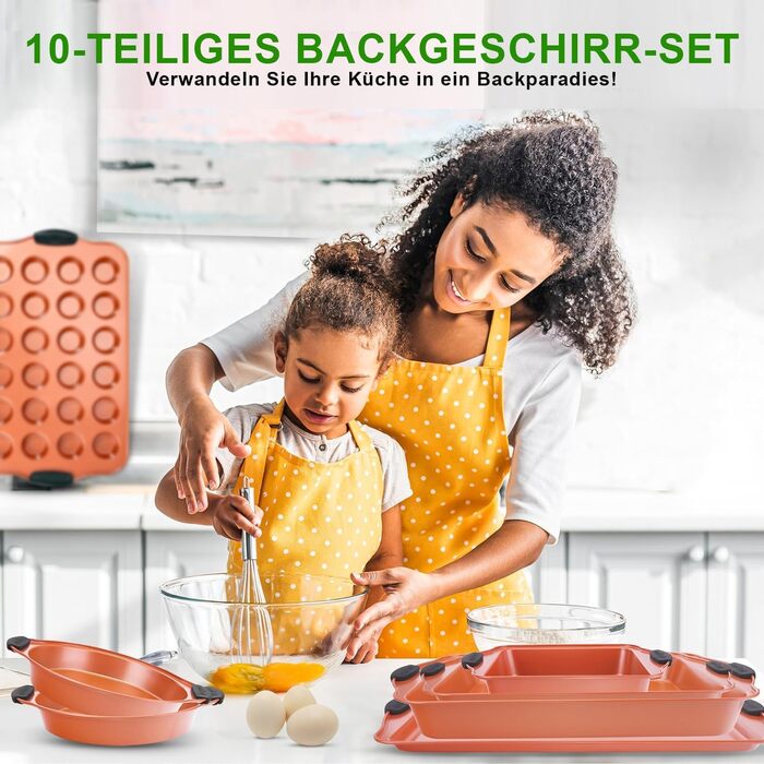 Набір форм для випічки NutriChef 10 шт – кругла, прямокутна, для кексів, пирога, піци, хліба, антипригарне покриття