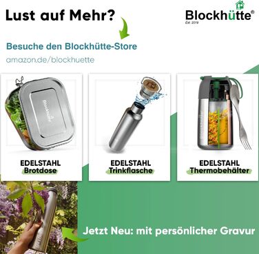 Термобутилка Blockhütte 1 л з нержавіючої сталі, герметична, для газованих напоїв, підходить для посудомийки, BPA-free, для спорту, подорожей, дітей