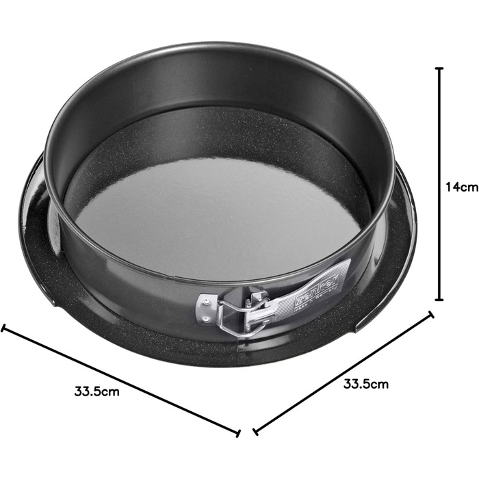 Форма для випікання Zenker DELUXE 28 см з кришкою, кругла, емальований плоский дно, чорна металік, форма для торта та пирога, з ручкою для транспортування
