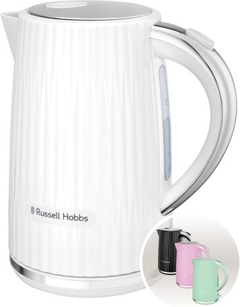 Електрочайник Russell Hobbs Eden 1,7 л 2400 Вт, білий, нержавіюча сталь, знімний фільтр, відкривання кришки кнопкою, індикатор рівня води, підсвітка, BPA free 27360-70