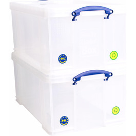 Набір контейнерів Really Useful Box 64 л, прозорі, для зберігання та організації, 2 шт, 710x440x310 мм