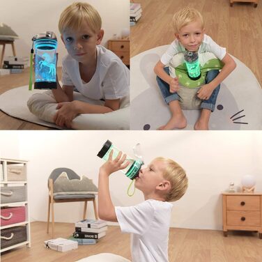 Дитяча пляшка для води з 3D LED черепахою, Tritan, 400 мл, BPA Free, оригінальна, для школи та подорожей, подарунок для дівчаток і хлопчиків
