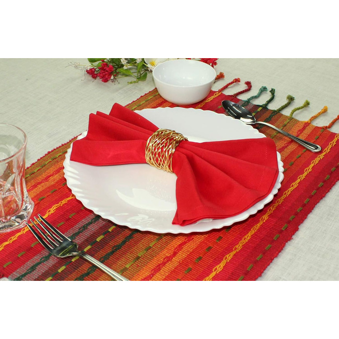 Серветки з бавовни Cotton Craft 100%, 20x20 дюймів, набір різнокольорових, для сервірування столу