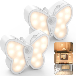 Нічник з датчиком руху, 2 шт., LED, диміруємий, 3 кольори, USB, для дитячої кімнати, коридору, сходів, спальні, ванної