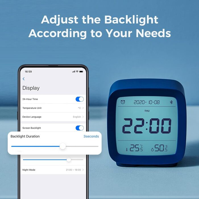 Розумний Bluetooth-будильник Qingping з батареєю, підтримка Mi Home, цифровий, кілька будильників