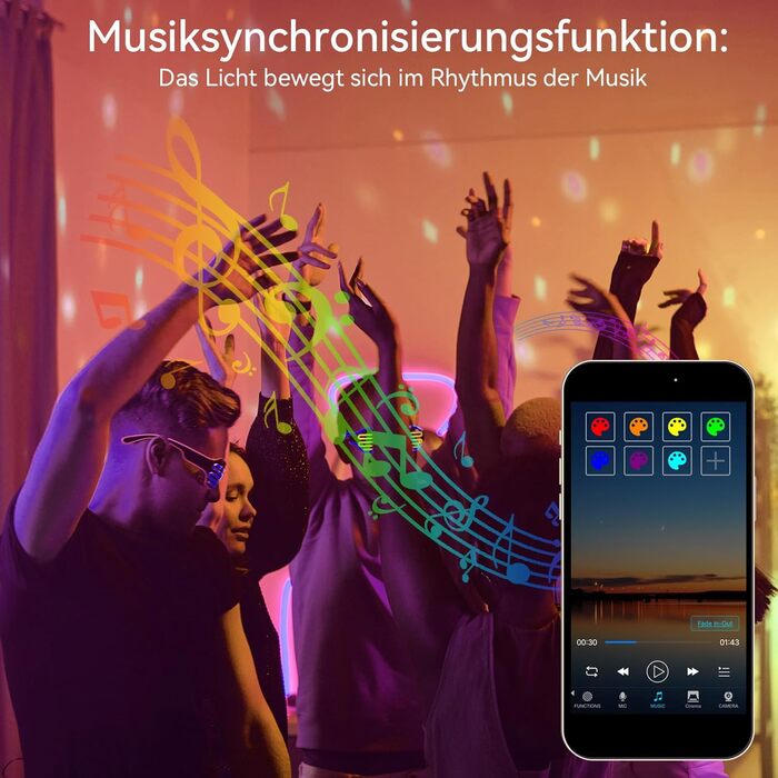 Комплект з 2 RGB LED прожекторів 30W для вулиці, 16 млн кольорів, Bluetooth APP та 2.4G пульт, IP66, диммований, для саду, Хелловіну, Різдва, вечірок (загальна потужність 150W)