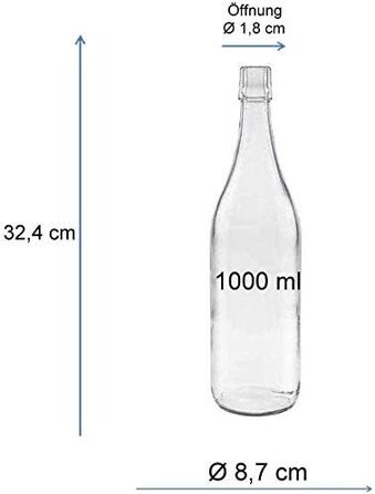 Скляна пляшка mikken 1 л з фарфоровою кришкою та тримачем, прозора, з лійкою