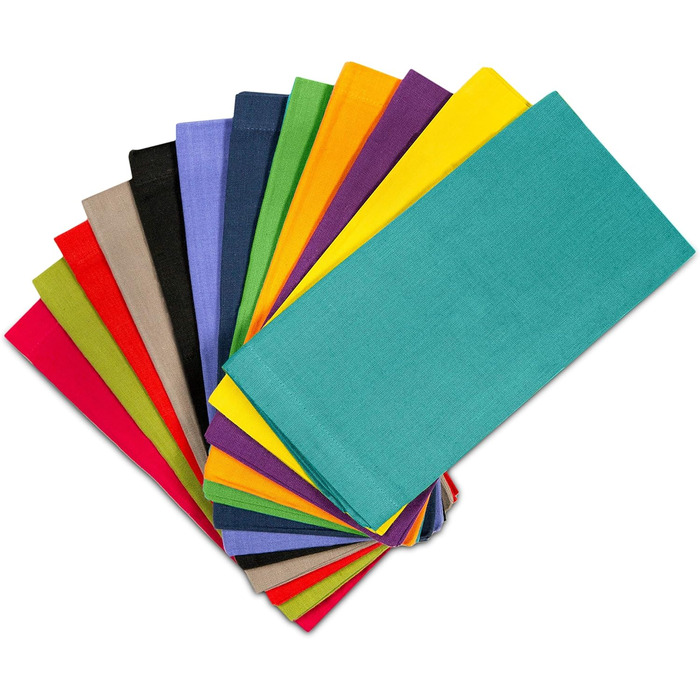 Серветки з бавовни Cotton Craft 100%, 20x20 дюймів, набір різнокольорових, для сервірування столу