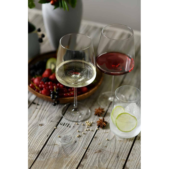 Набір склянок Zwiesel Glas Vivid Senses, 8 предметів: келихи для вина 535 мл та універсальні склянки 500 мл, лімітована серія у подарунковій коробці, для вина і води, можна мити в посудомийній машині