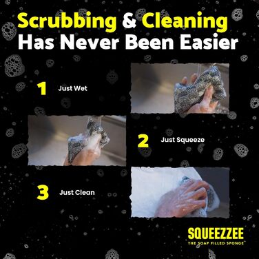 Губки Squeezzee з миючим засобом, двосторонні, стійкі до подряпин, для кухні та дому, 6 шт, до 300 використань