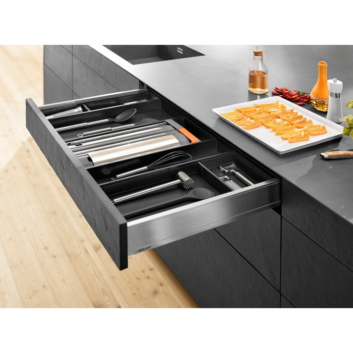 Ніж для харчової плівки Blum AMBIA-LINE, з диспенсером, 187×409 мм, з плівкою, оріон-сірий матовий, 1 шт.
