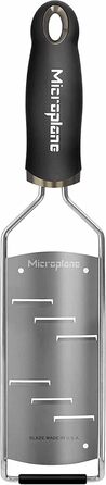 Терка Microplane велика для твердого сиру, шоколаду та трюфелів, чорна, з нержавіючими лезами, виробництво США