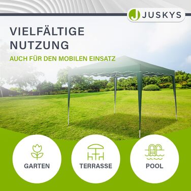 Складаний павільйон Juskys Vivara 3x3 м, висота регулюється, UV50+, водостійкий, садовий намет з сумкою, зелений