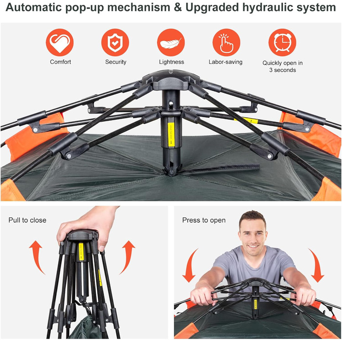 Amflip туристичний намет для 1 особи, автоматичний Pop Up, ультралегкий купольний, 4 сезони, водонепроникний і вітростійкий, із знімним зовнішнім тентом, двошаровий, зелений