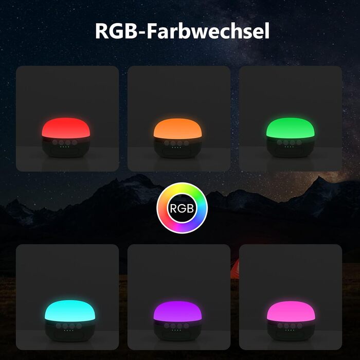 Світлодіодна кемпінг-лампа 8400mAh, RGB, USB-C, водонепроникна, з магнітом, 5 режимів, для походів та аварій