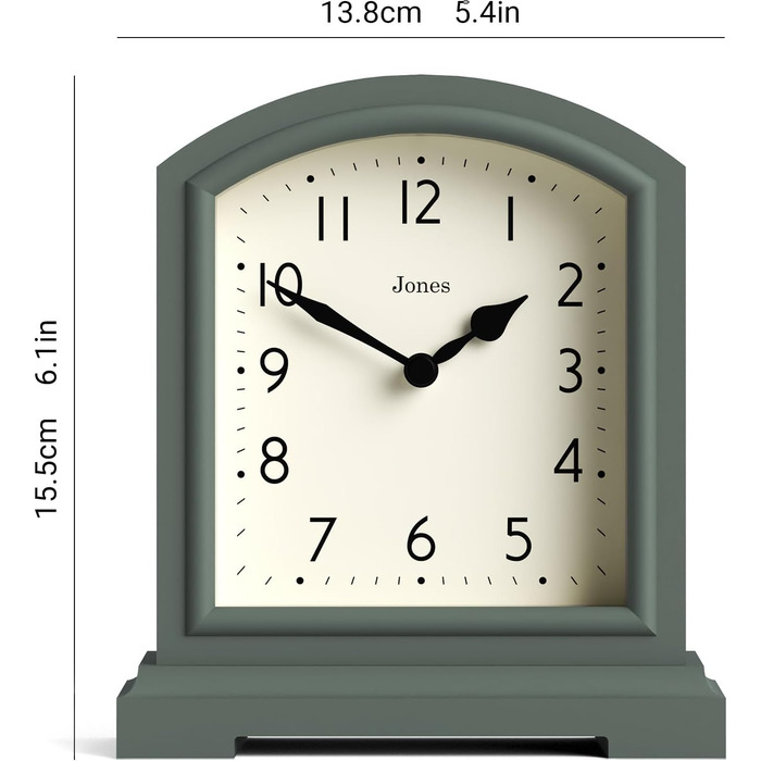 Камінний годинник JONES CLOCKS Tavern, класичний дизайн, настільний, для спальні, вітальні, офісу, полички, зелений