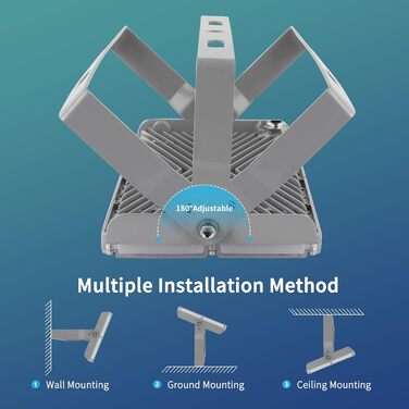 Світлодіодний прожектор Viugreum 100W, 24000Лм, IP65, холодне світло 6500K, для вулиці, гаража, двору, з кабелем 50см, 10 шт.