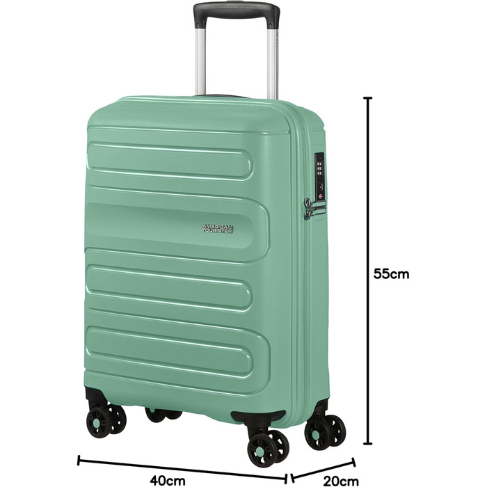 Валіза American Tourister Sunside Spinner 55 см, 35 л, чорна/зелена, легка дорожня валіза на 4 колесах