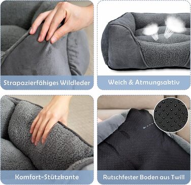 Ліжко для собак FURTIME XXL, м'яке, антистрес, для середніх і великих порід, знімний чохол, не ковзає, 106x80x23 см