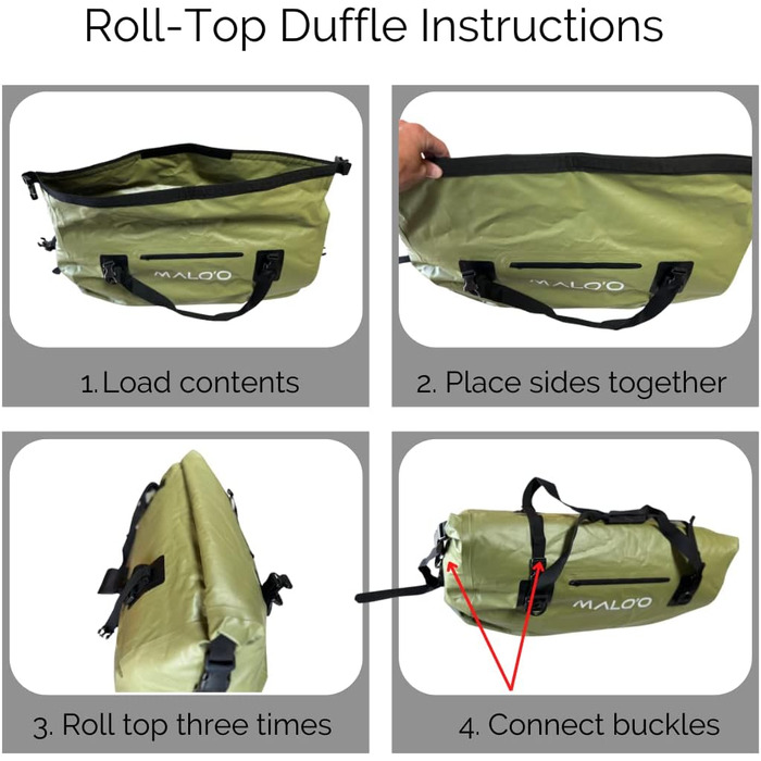 Водонепроникна сумка Malo'o Rolltop Duffel 40/60/100 л для спорту, кемпінгу, риболовлі, каякінгу, плавання, пляжу, з внутрішніми і зовнішніми кишенями